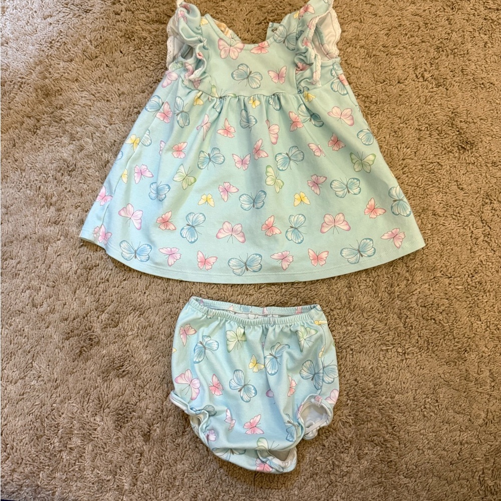 Adorable Butterfly Print Baby Dress Set